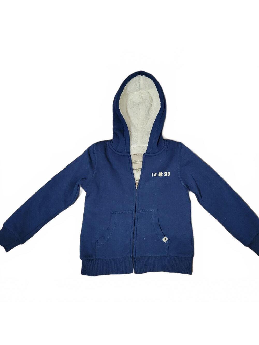 Lucky Brand Girls Youth Navy Blue Full Zip Fleece Hoodie Size XS 5/6